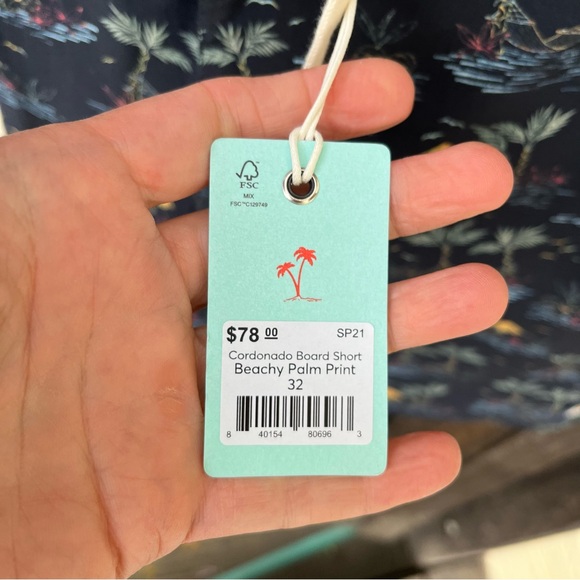 Marine Layer Men’s Cordonado Board Shorts NWT In Beachy Palm Print Sz 32 - Picture 4 of 15